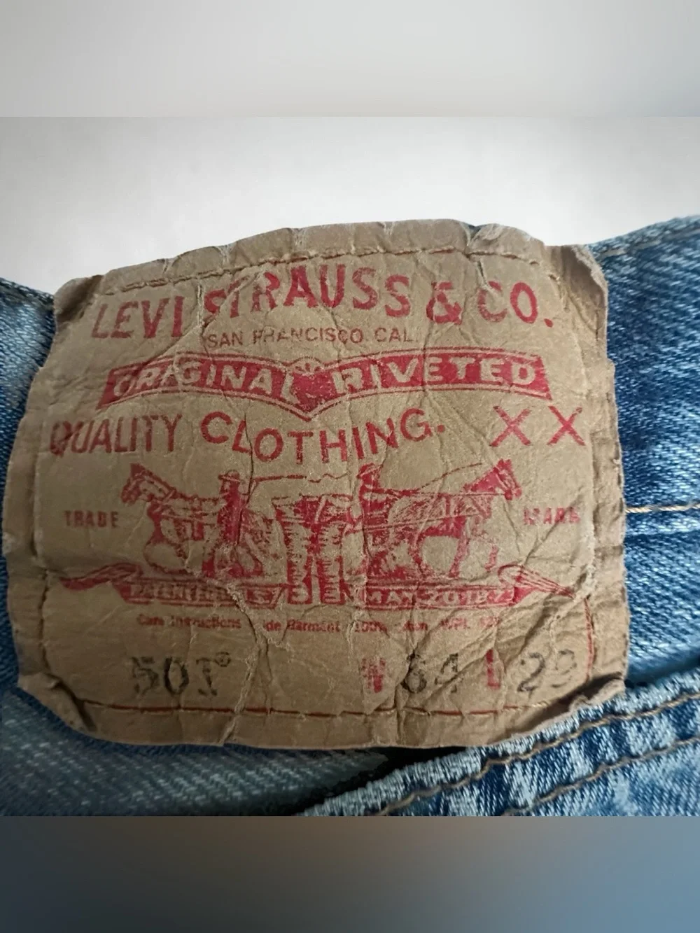 Levi's 501-0193 Straight Leg Button Fly Denim Jeans - Faded Blue 34/29
